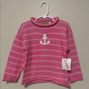 NWT - Pink Striped Kids roll neck sweater with Anchor embroidery - various sizes